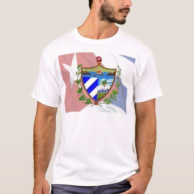 T-shirt Armoiries de Cuba sur le drapeau cubain (Devant)