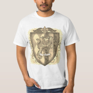 T-shirt Armoiries de lion rayures Bouclier nom de famille