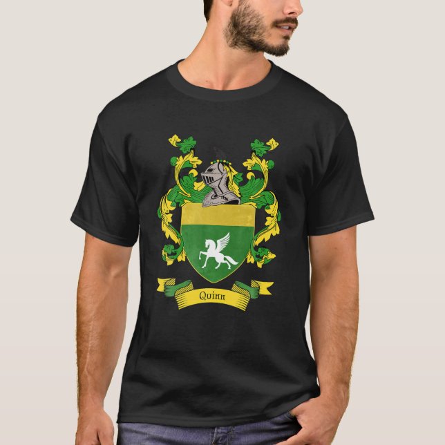 T-shirt Armoiries De Quinn | Quinn Nom de famille Crest (Devant)