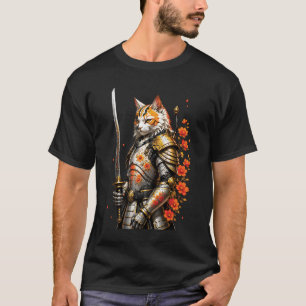 T-shirt Armure de chat samouraï épée guerrier japonais flo