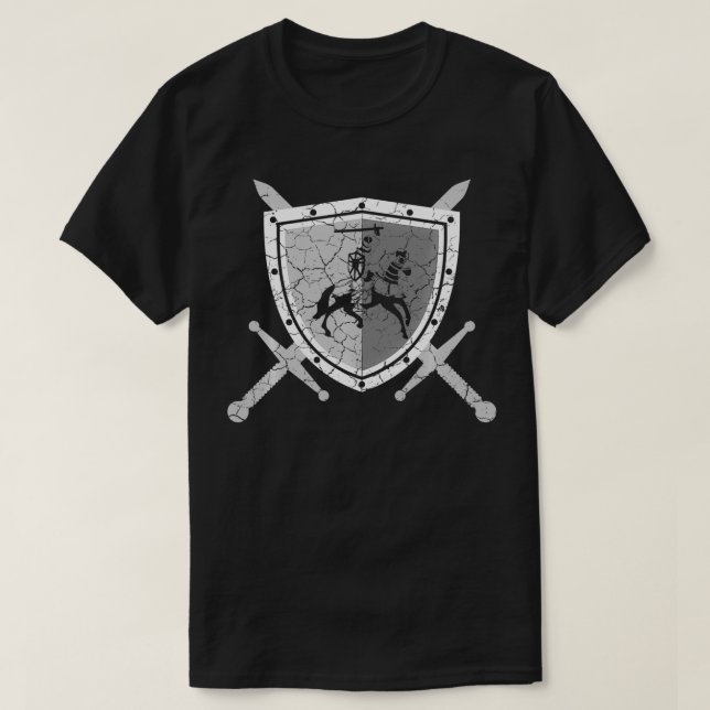 T-shirt armure de chevalier avec des lions sur le plateau  (Design devant)