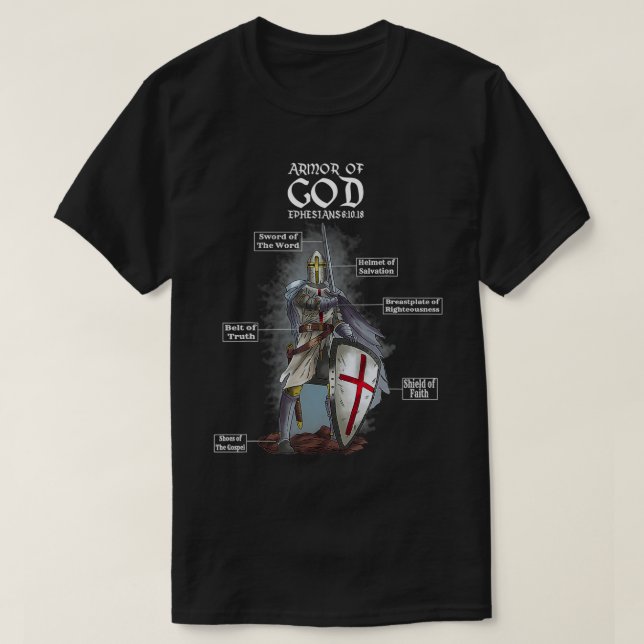 T-shirt Armure de Dieu Éphésiens 6 10 18 Verse de la Bible (Design devant)