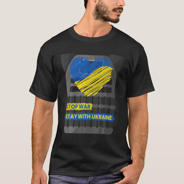 T-shirt Armure - Stop War - Restez Avec L'Ukraine - Ukrain (Devant)