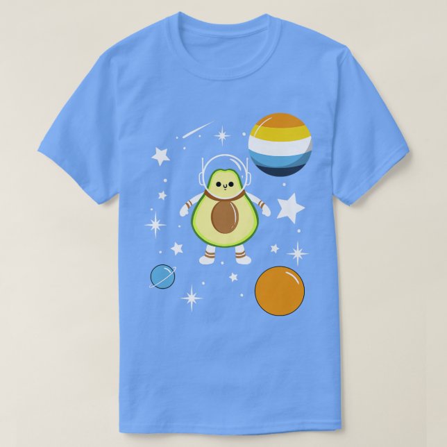 T-shirt Aroace Pride, astronaute de l'Avocado (Design devant)