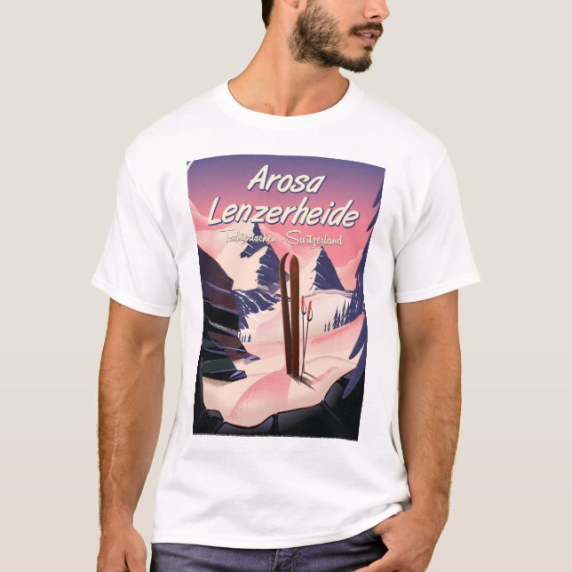 T-shirt Arosa Lenzerheide, poster suisse de ski. (Devant)