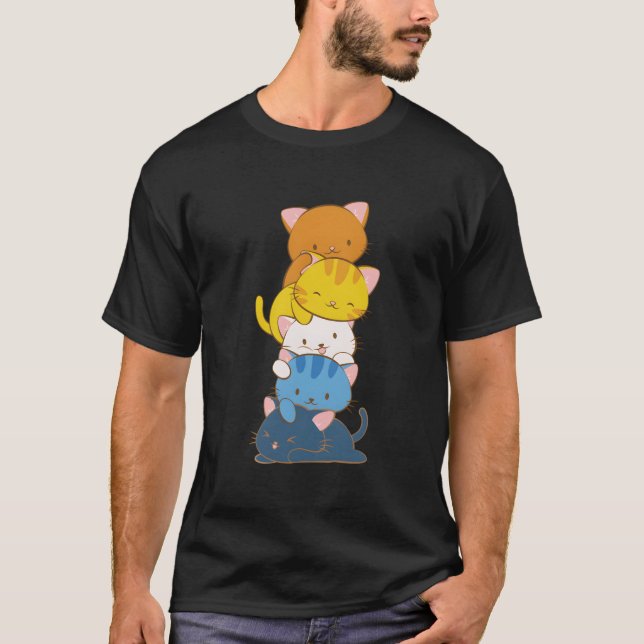 T-shirt Arotic Aual Pride Lgbtq Kawaii Cats Aroace (Devant)