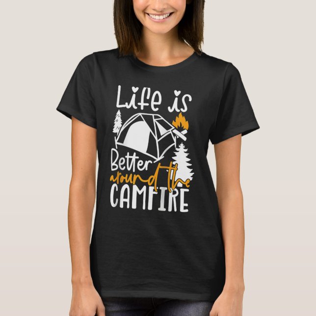 T-shirt Around The Campfire Camping Nature Outdoor Raglan  (Devant)
