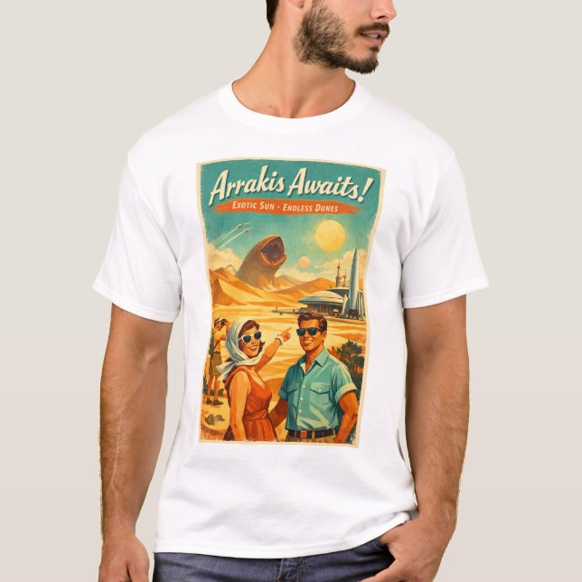 T-shirt Arrakis vous attend – Affiche de voyage rétro de s (Devant)