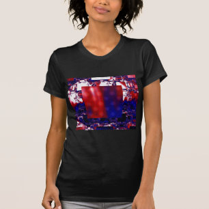 T-shirt Arrêt   Art fractal rouge et bleu