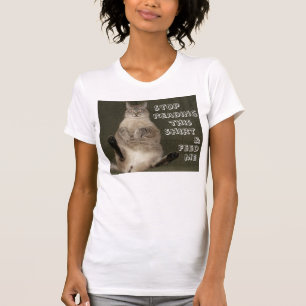 T-shirt ARRÊT DE chat LIRE CHEMISE ET NOURRIR MOI FEMMES S