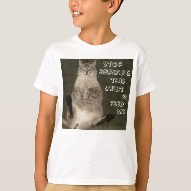 T-shirt ARRÊT DE chat LIRE CHEMISE & FEED ME Kids Basic Te (Devant)