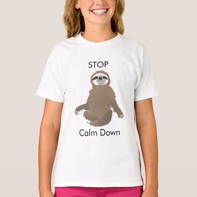 T-shirt Arrêter Calm Down Brown Sloth (Devant)