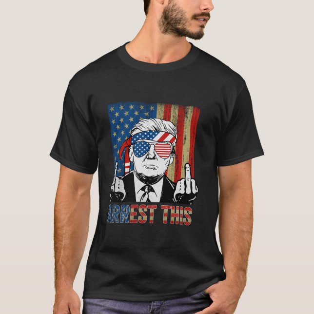 T-shirt Arrêter ce drapeau américain Drôle amusant Trump 2 (Devant)