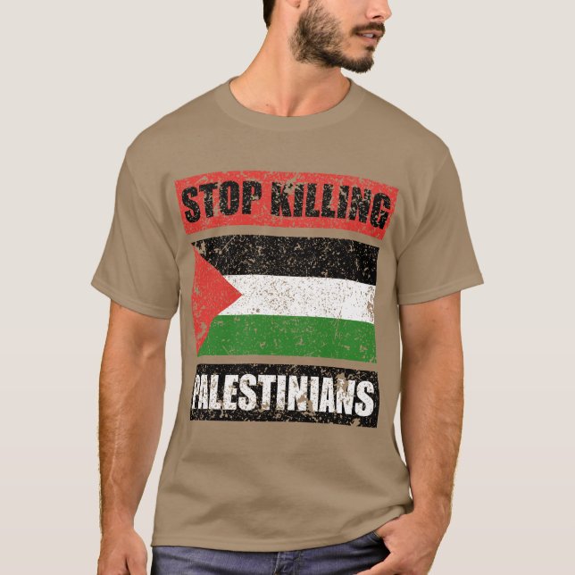 T-shirt Arrêter de tuer des Palestiniens (Devant)