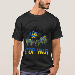 T-shirt Arrêter La Guerre Ukraine Drapeau Ruban Dans Les Y