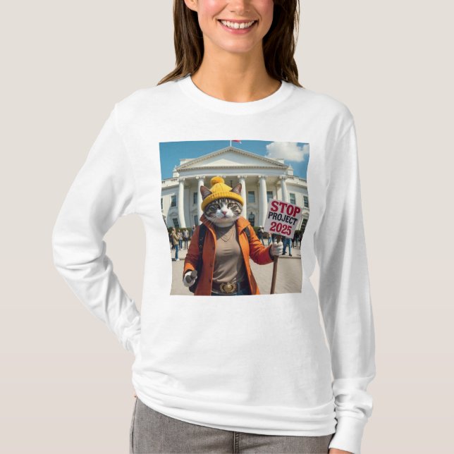 T-shirt Arrêter le projet 2025 Chats (Devant)