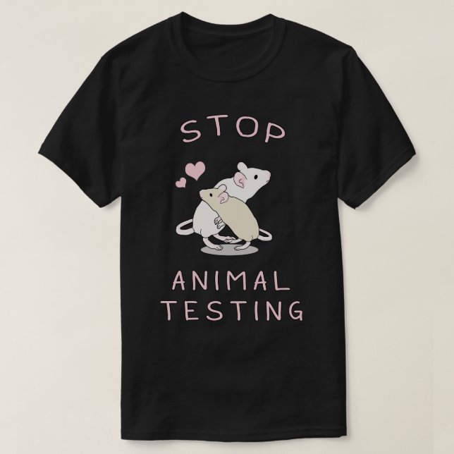 T-shirt Arrêter les tests sur les animaux (Design devant)