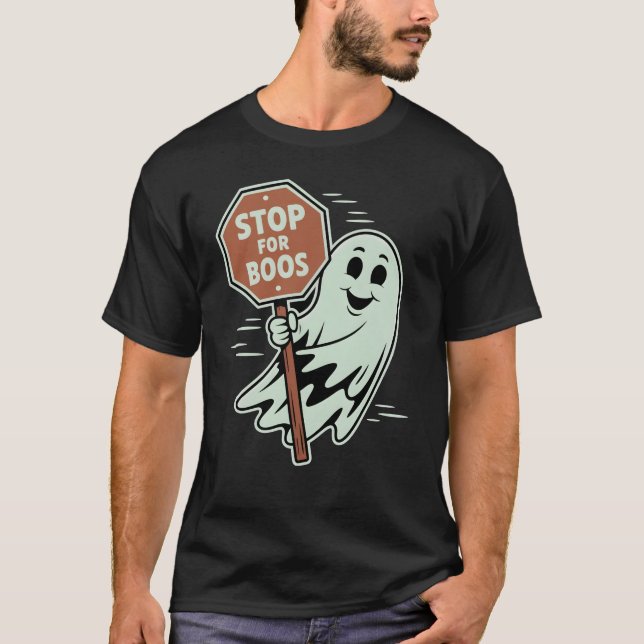 T-shirt Arrêter pour Boos Halloween Ghost Trunk ou traiter (Devant)