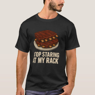 T-shirt Arrêtez De Piquer Dans Mon Rack Drôle BBQ Ribs Gri