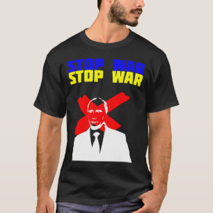 T-shirt Arrêtez la guerre Anti Poutine Visage Drapeau ukra