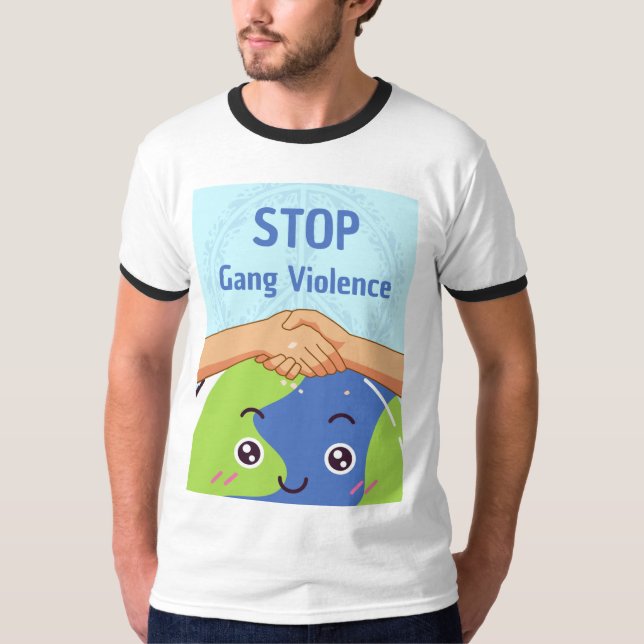 T-shirt Arrêtez la poignée de main de la violence des gang (Devant)