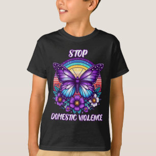 T-shirt Arrêtez la violence domestique féminine Violet Rét