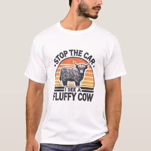 T-shirt Arrêtez La Voiture Je Vois Fluffy Cow Retro Highla