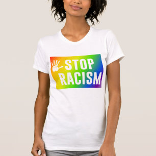 T-shirt Arrêtez le racisme avec les couleurs de l'arc-en-c