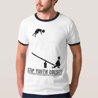 T-shirt Arrêtez l'obésité de la jeunesse (le noir de cru)