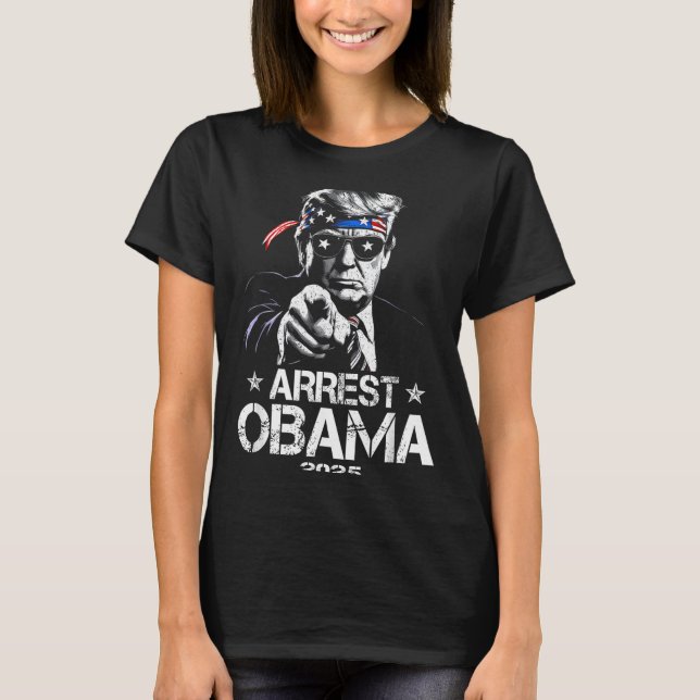 T-shirt Arrêtez Obama 2025 Conception de drapeau américain (Devant)