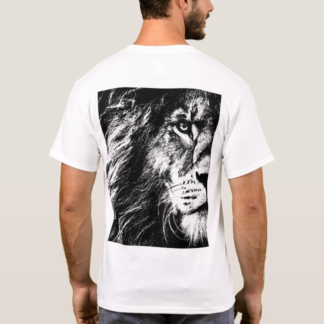T-shirt Arrière côté de l'impression Pop Art Lion Visage M (Dos)