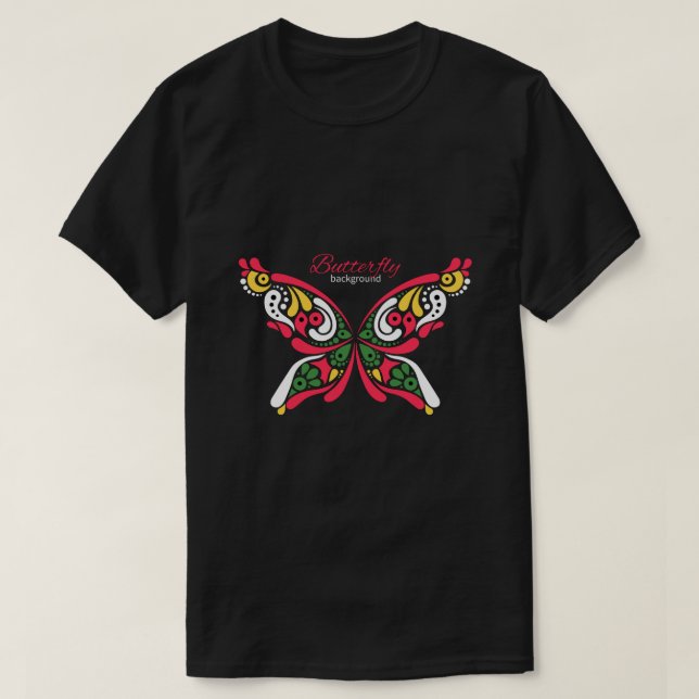 T-shirt Arrière - plan avec un beau papillon. (Design devant)