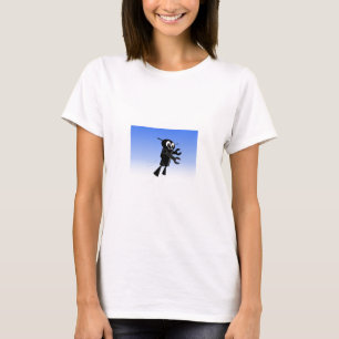 T-shirt Arrière - plan Black Flying Robot Blue Sky