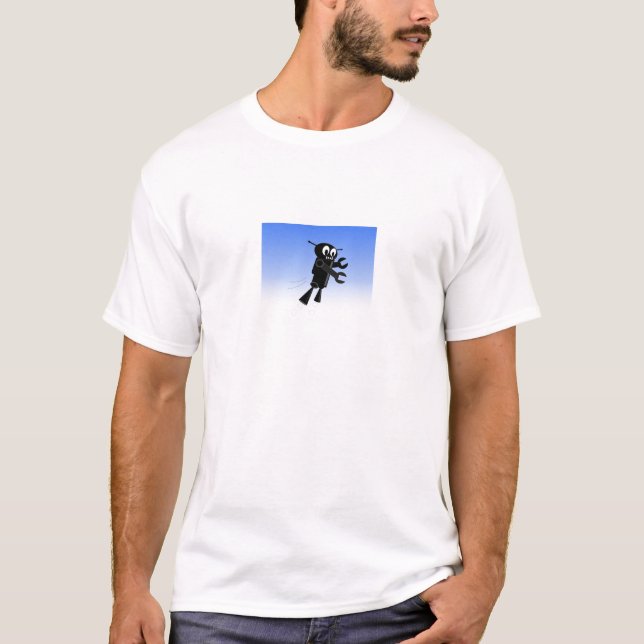 T-shirt Arrière - plan Black Flying Robot Blue Sky (Devant)