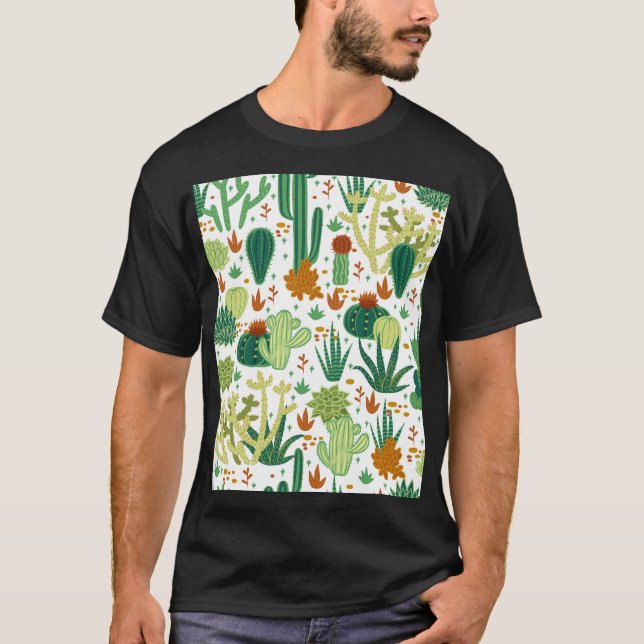 T-shirt Arrière - plan blanc cactus : Graphiques Vintages. (Devant)