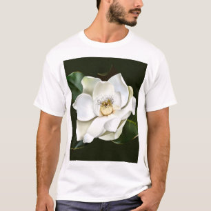 T-shirt Arrière - plan blanc Magnolia Closeup Vert