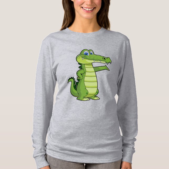 T-shirt Arrière - plan d'alligator de dessin animé (Devant)