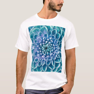 T-shirt Arrière - plan de macro à fleurs turquoise Dahlia