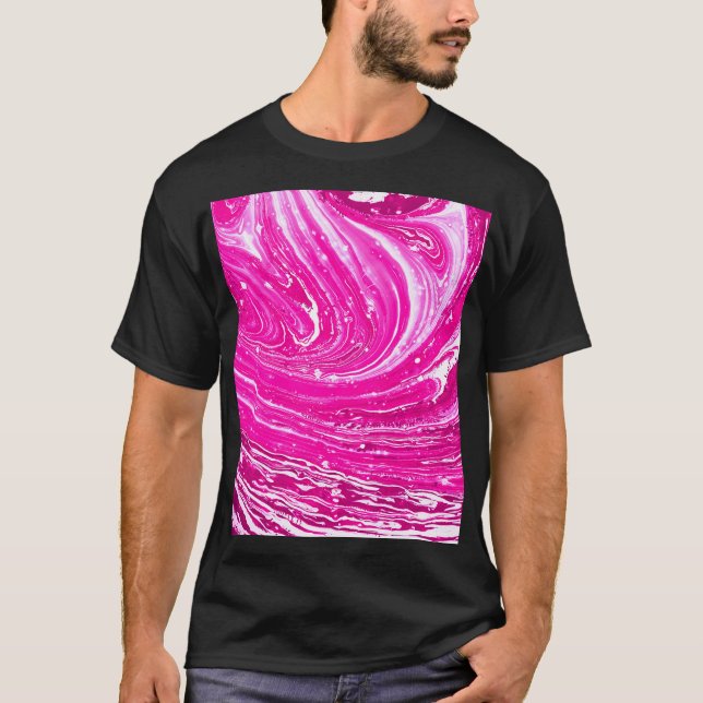 T-shirt Arrière - plan de peinture rose mixte. (Devant)