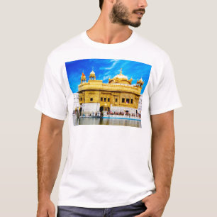 T-SHIRT ARRIÈRE - PLAN D'OR AMRITSAR DE CIEL BLEU DE