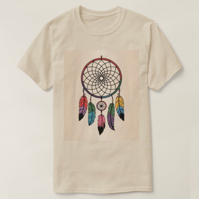 T-shirt Arrière - plan d'or Multicolor Dreamcatcher (Design devant)