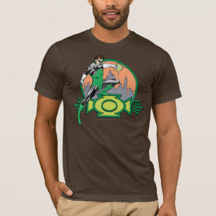 T-shirt Arrière - plan et logo verts de ville de lanterne
