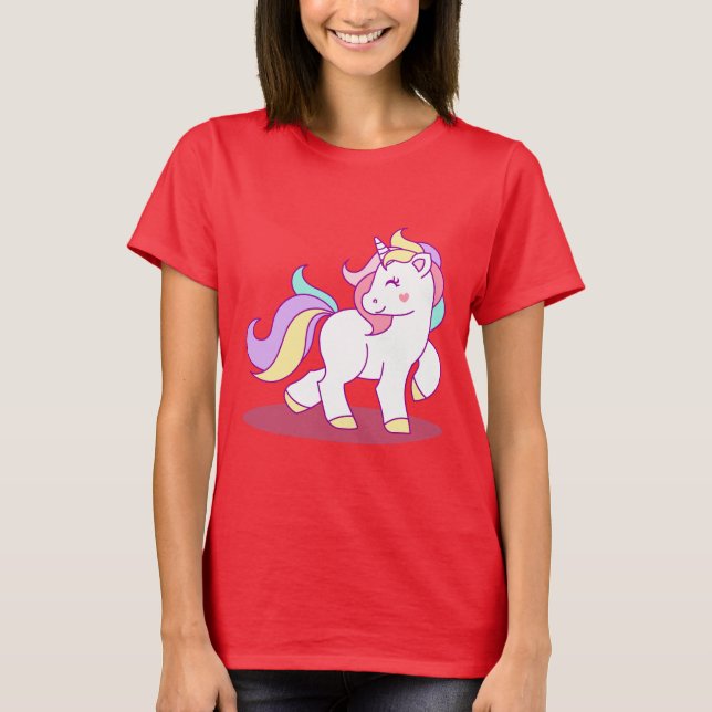 T-shirt Arrière - plan mignon de licorne (Devant)