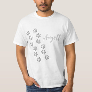 T-shirt Arrière - plan noir Silver Dog Paws Motif d'impres