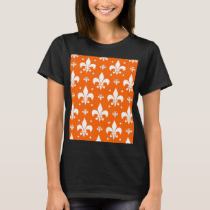T-shirt Arrière - plan orange Fleur-de-lis Motif Design