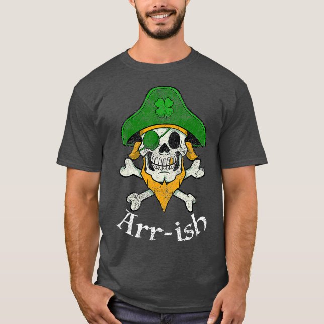 T-shirt ARRish Funny Irlandais Pirate Clover Cool crâne St (Devant)
