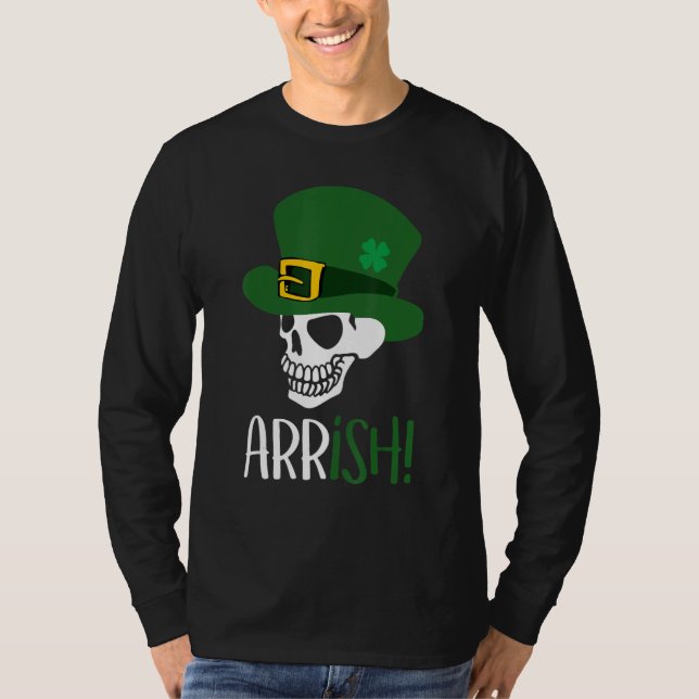 T-shirt Arrish Pirate Skeleton drôle St Patrick's Day Holi (Devant)