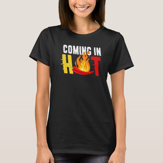 T-shirt Arrivée Dans Chaud Flaming Pepper Pun Pour La Nour (Devant)