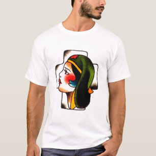 T-shirt Arrose la tête de fille par l'éclair doux de