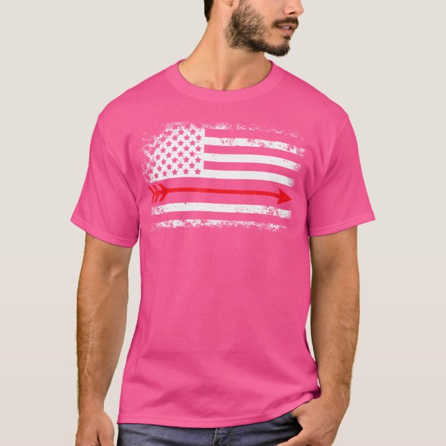 T-shirt Arrow American Flag Archery Lover Bow Chasse (Devant)